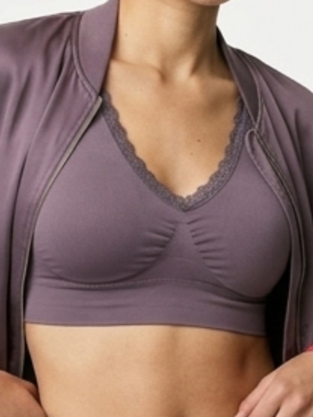 Lace Bralette removable padding - wine colour New package